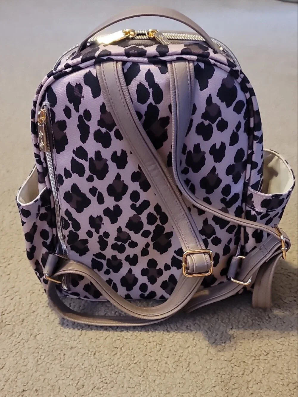 Itzy Ritzy Tan and Black Leopard Print Mini Backpack